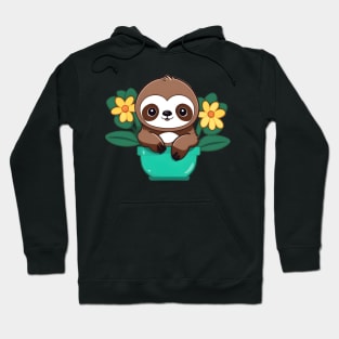 Cute sloth hiding behind bushes Hoodie